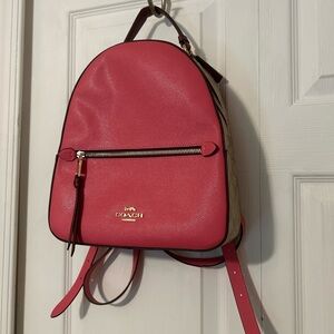 Coach Fuchsia and Tan Backpack